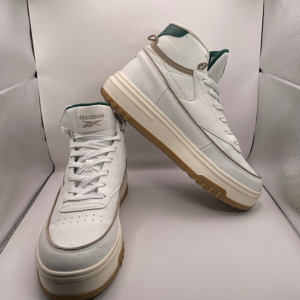 Reebok Club C Extra High Top Platform Sneakers White Forest Green 10.5 GZ4275